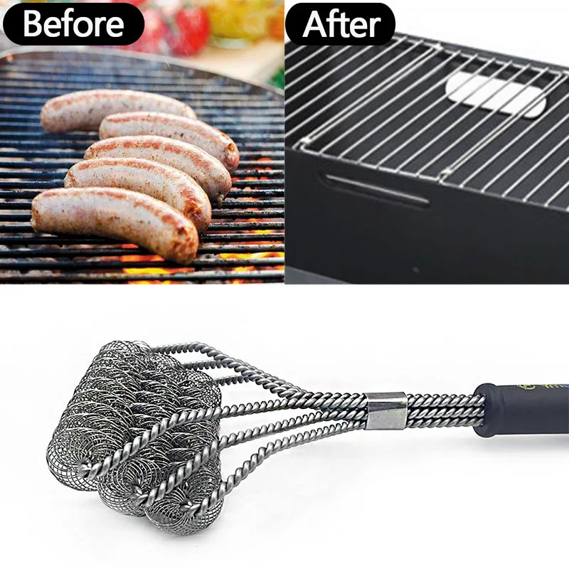 

Vertvie Grill Brush BBQ Cleaning Scraper Non-stick Stainless Steel Bristle Free Outdoor Safe Barbecue Cleaning Tools With Handle