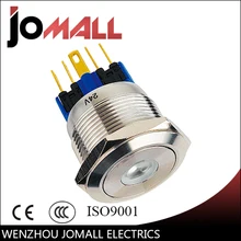 GQ22-11DZ 22mm Latching LED light Dot type stainless steel push button switch with flat round GQ22-11DZ 22mm Latching LED light Dot type stainless steel push button switch with flat round