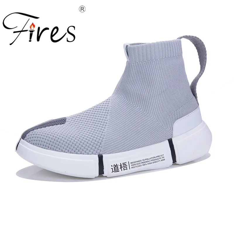 

Fires Men's Running Shoes Flyknit Brand Sneakers For Men High top Sock Shoes Trend PU outdoor Sport shoes zapatos hombre Autumn