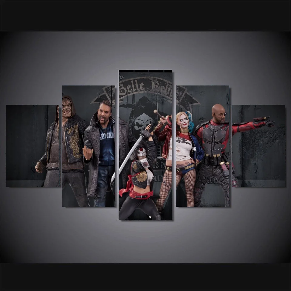 Wall Artwork Home Decor 5 Pieces Squad Superhero Team Paintings Boy Bedroom Modern Frame Canvas Poster Modular Prints Pictures | Дом и сад