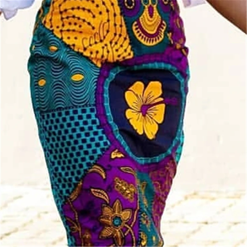 Женская летняя юбка с принтом винтажная Цветочная африканская мода Высокая талия кисточка стильный скромный элегантный ретро Jupes Falads Прямая
