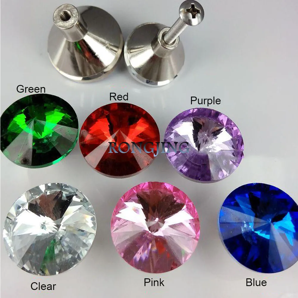 30mm K9 Crystal Cabinet Drawer Knobs Glass Dresser Cabinet Pulls Crystal Cupboard Handles Closet Kitchen Cabinet Bars Pulls