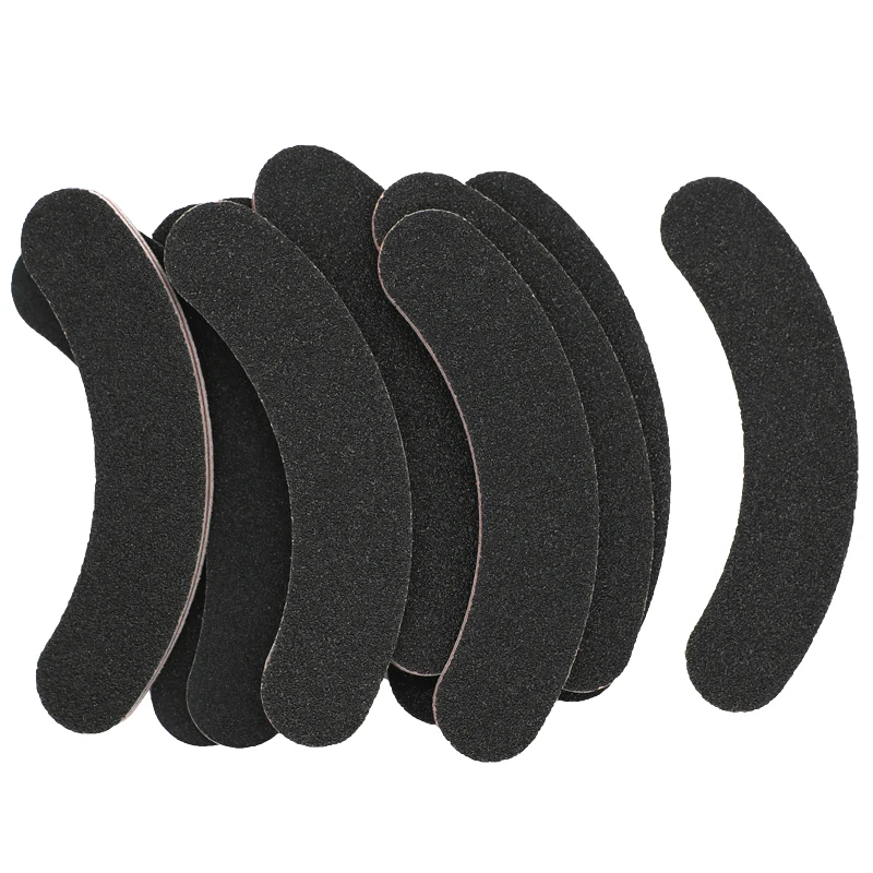 10pcs Mini Nail Files Black Curved Sanding Nail File 100/180 Disposable Double Side Sandpaper Files Nail Polish Tools nagelvijl