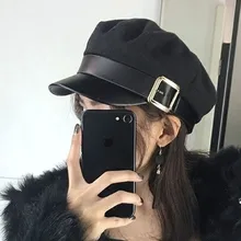 Женская шляпа панка из искусственной кожи с пряжкой