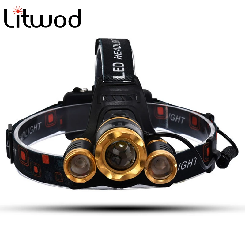 

Litwod Z20 LED 3T6Headlamp Head Lamp lighting Light Flashlight Torch Lantern Fishing+18650 battery+Car USB AC Charger