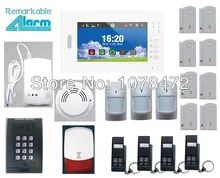 Hot sale Advanced 7 inch Touch Screen SMS GSM home alarm system with smart sensor smoke