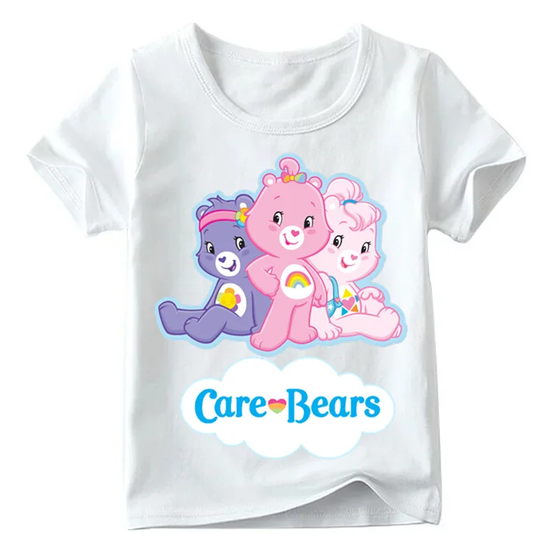 От 2 до 14 лет для маленьких мальчиков/девочек милые Care Bears мультфильм печати футболка летние детские повседневные топы дети смешные футболки, ooo5146