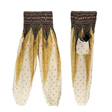 JAYCOSIN тайские шаровары для мужчин и женщин хиппи брюки Boho фестиваль Смок Высокая талия брюки эластичный пояс полная Длина Свободные