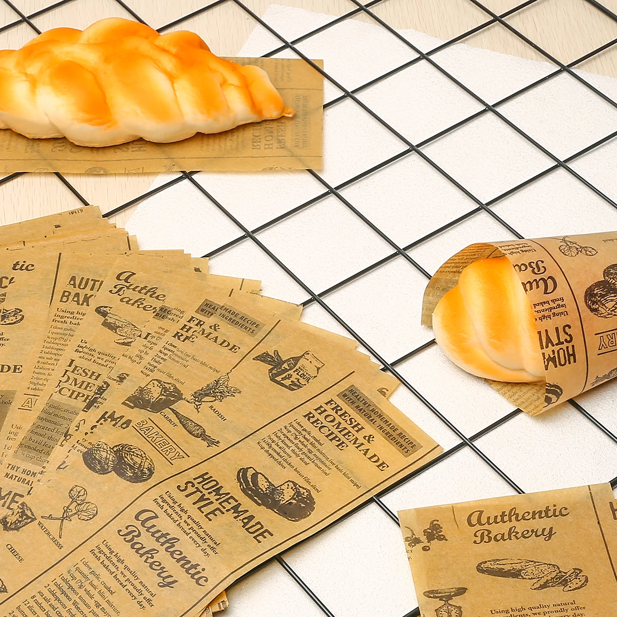 50pcs 25x10cm Oil-proof Paper Bread Sandwich Wrap Wax Paper Kitchen Supplies Bakeware