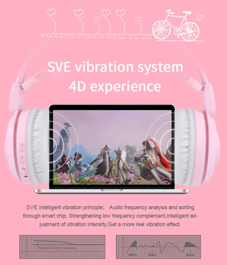 SOMIC G951 розовые наушники с кошачьими ушками Virtual 7,1 шумоподавление Игровые наушники Вибрация светодиодный USB гарнитура Дети Девочка гарнитуры для ПК