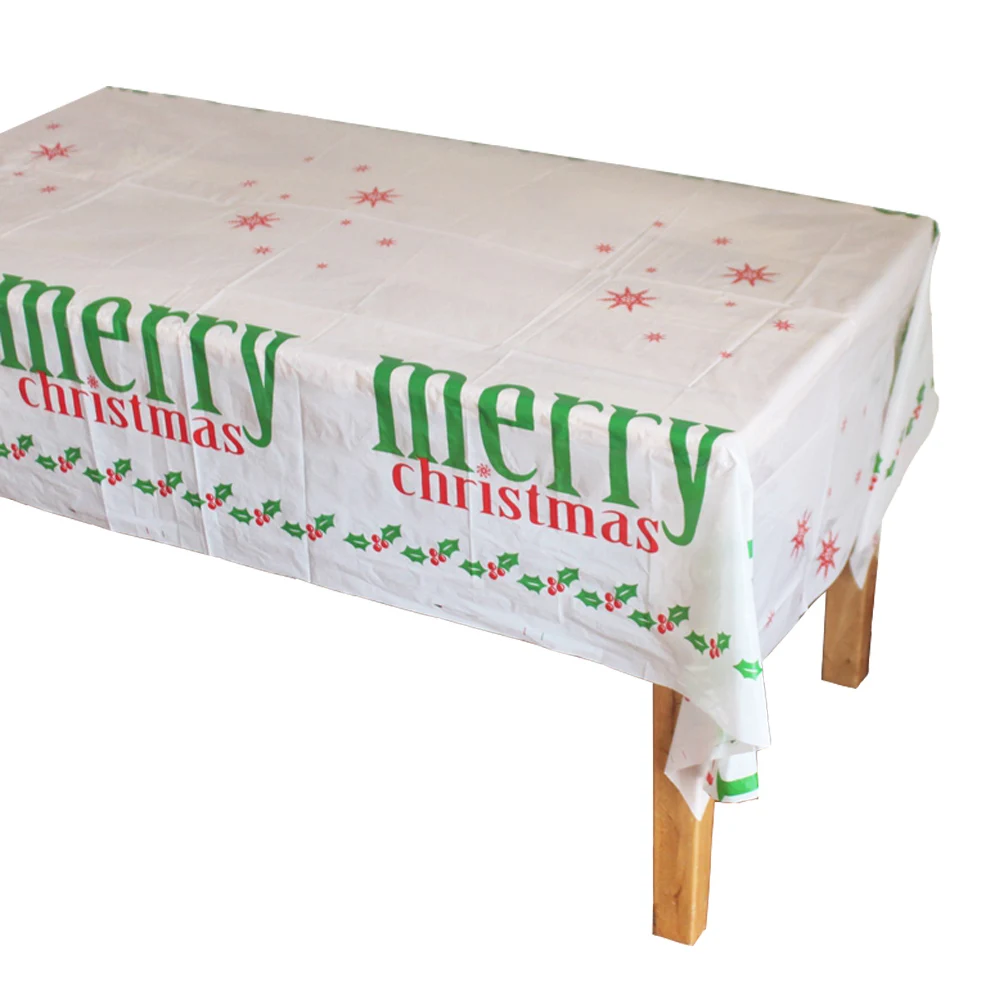 

Disposable Plastic Table Cloth Table Cover Tablecloth Waterproof For Merry Christmas Decoration 180*108cm And Match Napkin