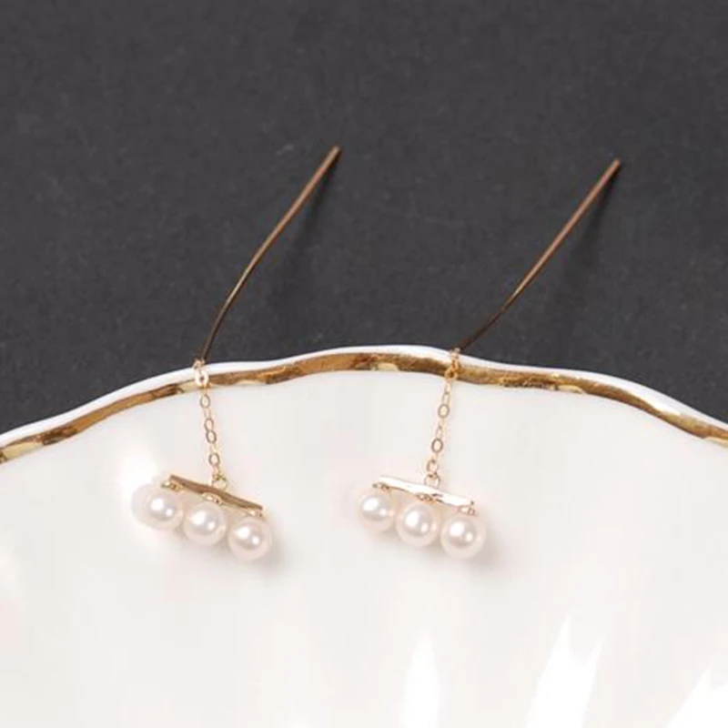

Sinya 18k gold drop earring with Natural Round high luster pearls fashion design 2019 new arrival for women ladies girls
