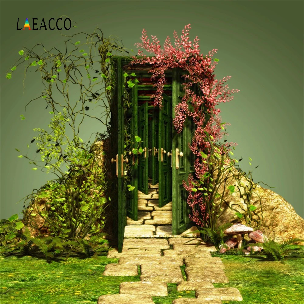 

Laeacco Wooden Door Flower Vine Passage Baby Portrait Photography Backgrounds Customized Photographic Backdrops For Photo Studio