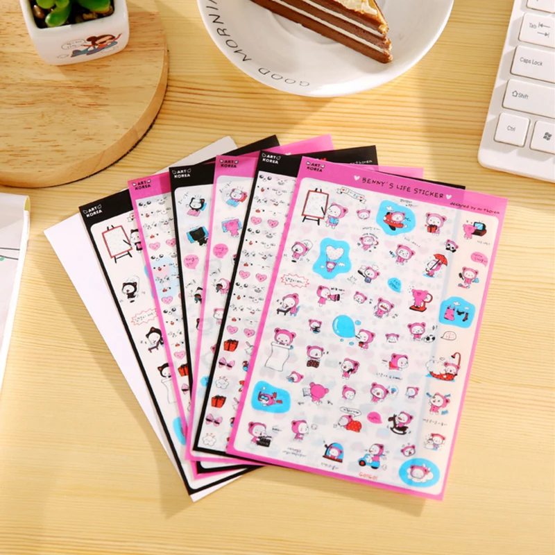 

6 Pcs/Lot Japanese Cute Rabbit Stickers Kawaii Decorative Tape Adhesive Sticker for Notebook Scrapbook Stationery School Supply