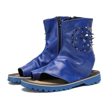 Летние дышащие высокие помочь босоножки на молнии Повседневная Рим ремешках модные мужские сандалии