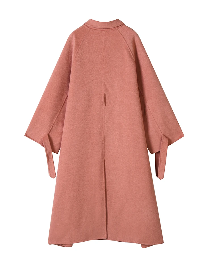 SAM'S TREE/розовое однотонное прямое зимнее женское пальто в минималистическом стиле, Осеннее Свободное пальто на одной пуговице с рукавами из чистой ленты