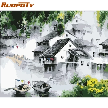 RUOPOTY Frame Landscape Diy Painting By Numbers Chinese Picture Wall Art Picture Acrylic Paint By Number For Home Decor Artwork 1