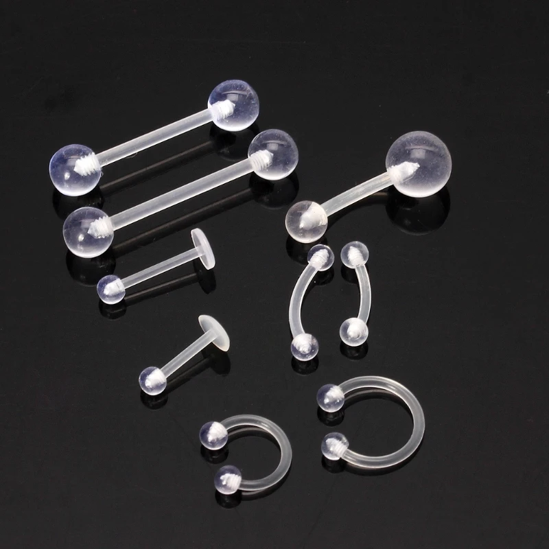 

New Style Piercing Tongue Barbell Ladies Simple Nose Ring Retainer Stud Bone Pin Clear Transparent For Women Body Jewelry