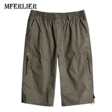 MFERLIER мужские шорты плюс размер вес 50-120 кг 4XL 5XL 6XL Твердые эластичные талии мужские рубашки 5 цветов