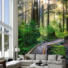Фото обои 3D Настенные обои лес тропа красивый фон обои Гостиная Фреска