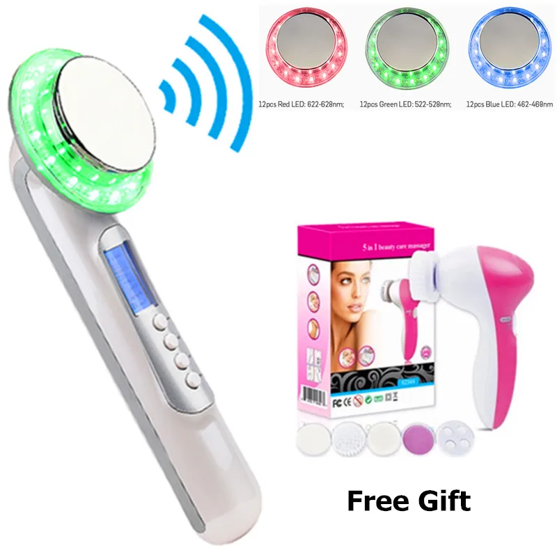 

3 Color LED Photon EMS Mesotherapy Ultrasonic Cleaner LED Photon Rejuvenation Face Cleaning and Lift Equipment Skin Tightening