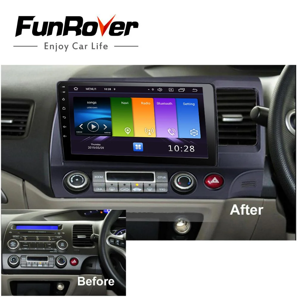 Perfect FUNROVER android 9.0 2.5D+IPS car dvd gps multimedia player For Honda Civic 2006-2011right drive radio navi navigation autoradio 1