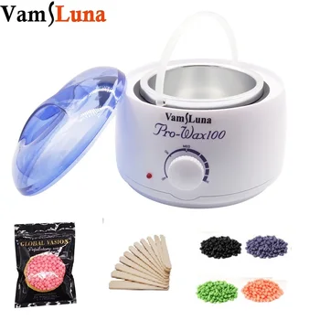 

Hair Removal Epilator Hot Wax Heater Kit 100g With Hard Wax Beans & 10pcs Wooden Sticks or Face Bikini Beauty