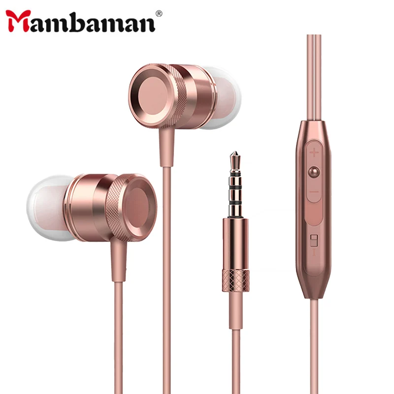 

Mambaman Sport Super Bass Stereo Earphone 3.5mm Jack Headset Hands Free Metal with Mic Music Earphone for all Phone Computer PC