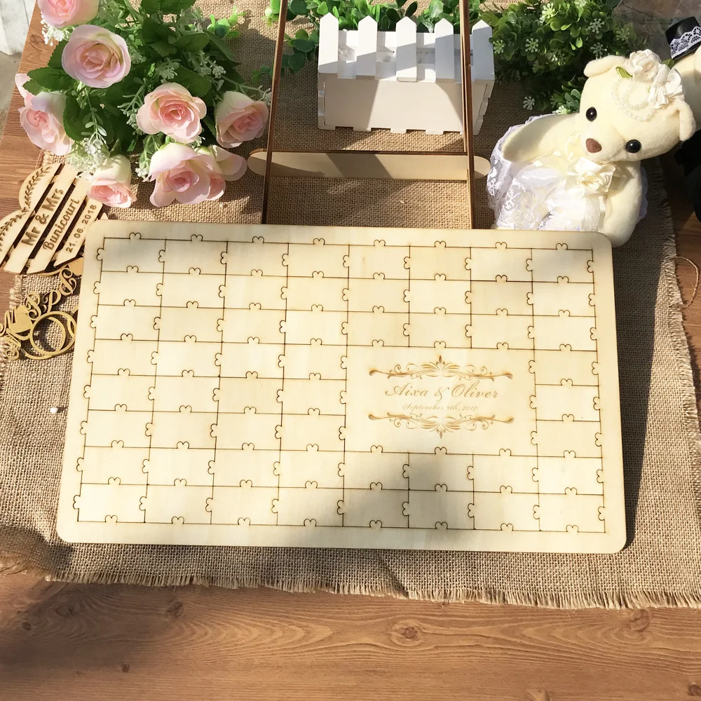 Custom Wedding guest book ,Personalized Puzzle Guestbook , wedding guestbook, wooden sign book, engraved guest book