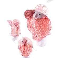 Модные женские летние пляжные шляпы, солнцезащитный козырек, кепка со съемной маской+ УФ-защитой, длинные рукава, WHShopping