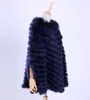2022 New Women's Luxury Pullover Knitted Genuine Rabbit Fur Raccoon Fur Poncho Cape Scarf Knitting Wraps Shawl Triangle Coat ► Photo 1/6
