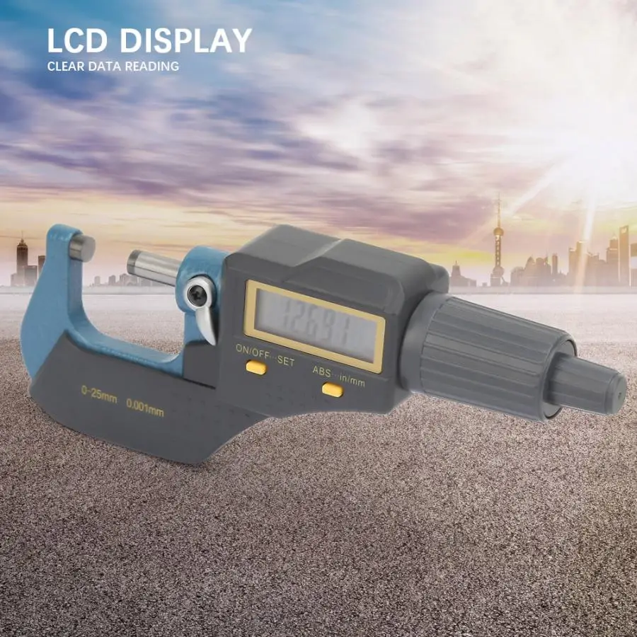 1 Set Measure Tool 0-25mm Electronic Digital Outside Micrometer 0.001mm Thickness Gauge and Wrench |