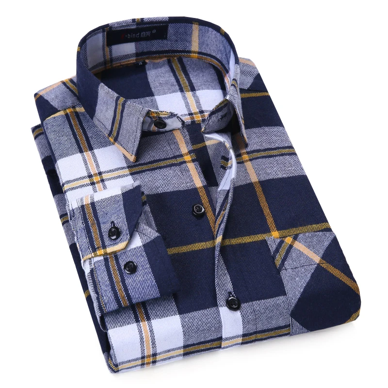 

2019 New Autumn Winter Men Shirts Plaid Shirt Flannel Checked Shirt Long Sleeve Chemise Homme Male Check Shirts 40% Cotton