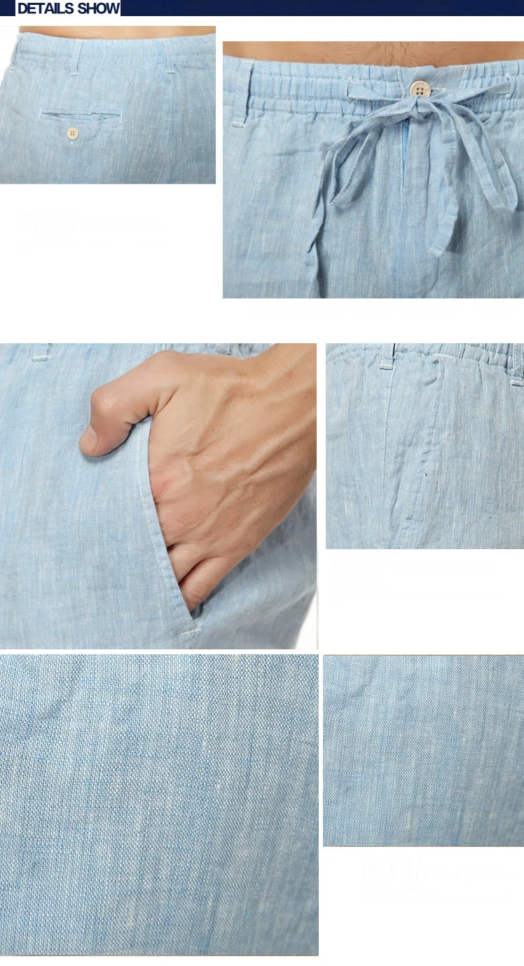 Летние Новые повседневные свободные льняные брюки мужские с эластичным поясом тонкие штаны Lino Hombre