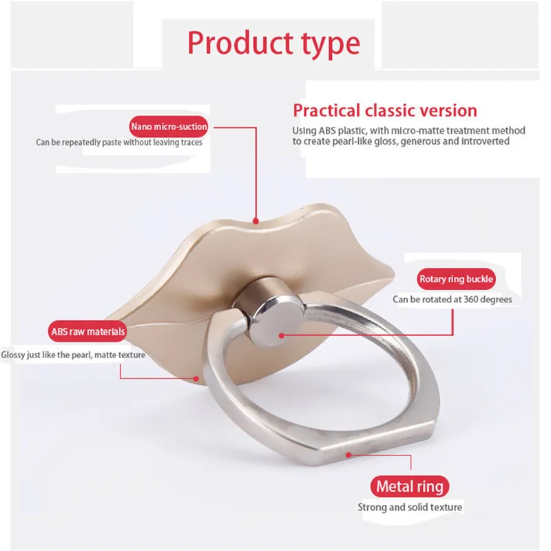 Universal Lip Shaped Cute Phone Holder Finger Ring Phone Stand 360 Degree Rotate for iPhone Samsung Huawei Ring Stand Holder Universal Lip Shaped Cute Phone Holder Finger Ring Phone Stand 360 Degree Rotate for iPhone Samsung Huawei Ring Stand Holder