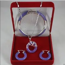 Фиолетовый украшения серебряный кулон с драконом серьги браслет комплект ювелирных изделий fuyj нефритовый кристалльный ювелирные изделия