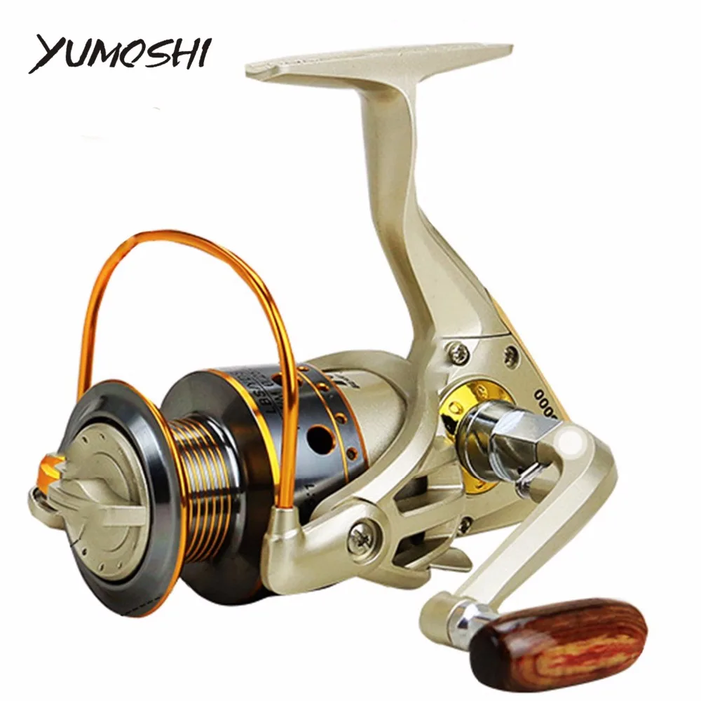 YUMOSHI JX1000-7000 серия рыболовное спиннинговое колесо 12BB 5,1: 1/4. 7:1 золото левая/правая металлическая ручка Предварительная загрузка спиннинговая катушка