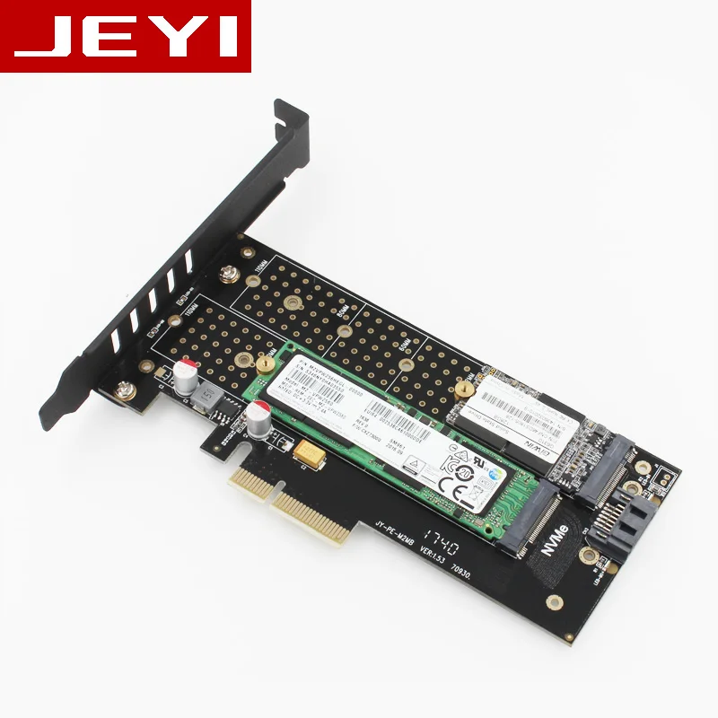 JEYI SK9 m.2 расширение NVMe адаптер NGFF поворот PCIE3.0 Вентилятор охлаждения SSD двойной добавить на карту SATA3 с вентилятором алюминиевая крышка емкости