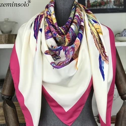 Poncho Silk Scarf Women Luxury Brand Foulard Hijab Square Scarves Fashion Printed Wraps Bandana Large Shawls Stoles 130*130cm