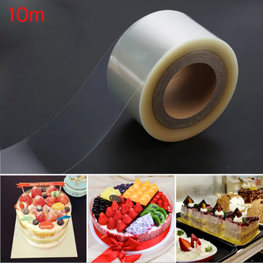 

10m Transparent Baking Cake Collar Roll Packaging Cake Decorating Tools Clear Mousse Surrounding Edge Wrapping Tape