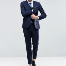 Мужские костюмы с отворотом и двумя пуговицами темно-синий Custome Homme модный парадный смокинг деловой офисный приталенный костюм Блейзер 4 шт