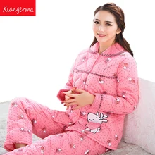 Xiangerma Adults Pajamas Full Sleeve Pyjama Women Suit Winter Pajama Polyester Sets Woven Cotton Pajamas Knitted