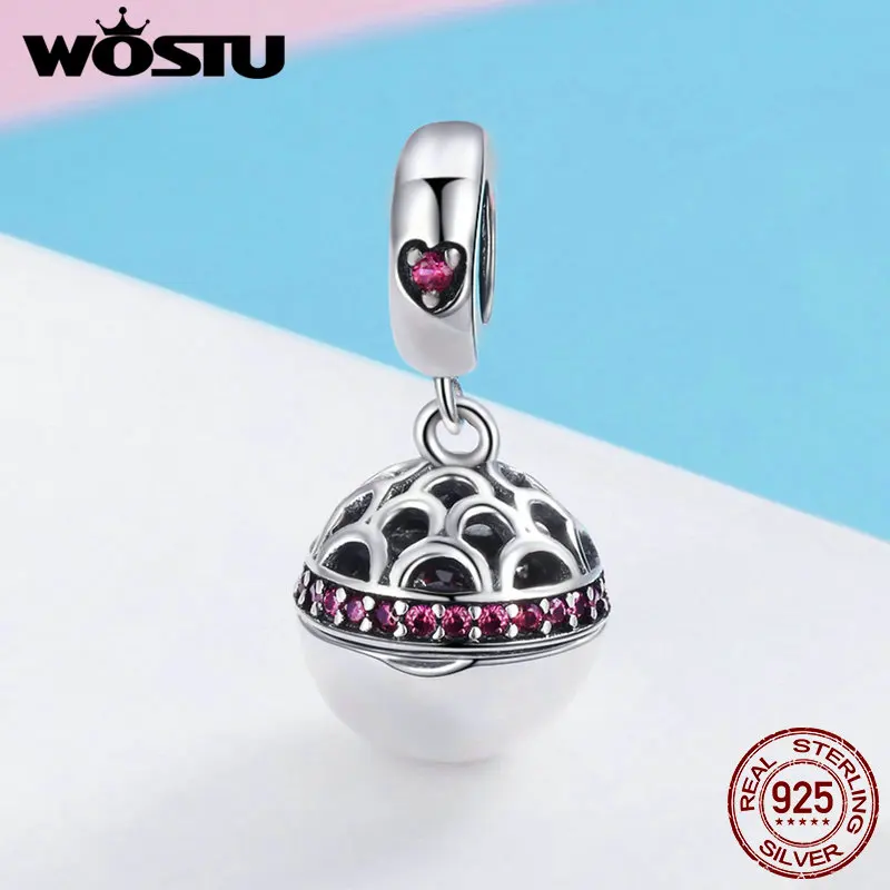 WOSTU, настоящее 925 пробы, серебро, 4 цвета, коробка для любви, Висячие бусины, браслет, ожерелье, подарок для изготовления ювелирных изделий, FIC689