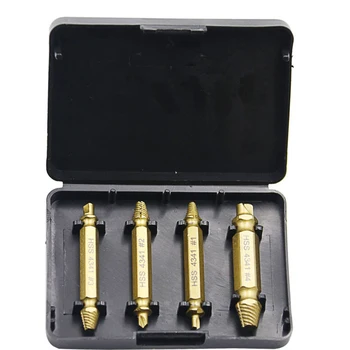 

4Pcs Damaged Screw Extractor Drill Bit Guide Set Broken Bolt Speed Out Easy out Double Ended Damaged Screw Extractor Remover