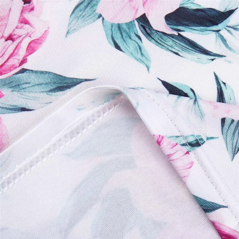 New Women Beach Dress One-Shoulder Strapless Dress Floral Print Beach Skirt Beach pareo Beach wear Family Clothes #3j03#F (2)