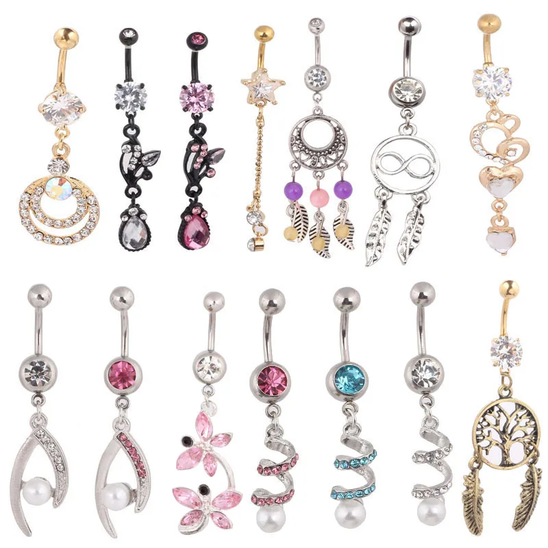 Mix Different Style Body Piercing Jewelry Stainelss Steel 15pcs/lot