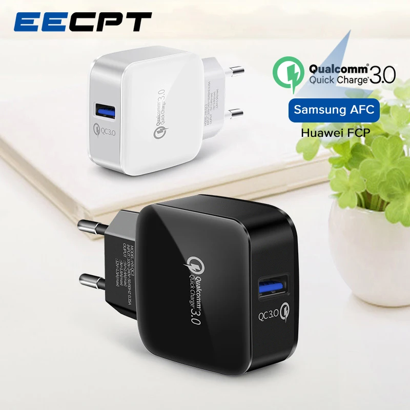 

EECPT 18W USB Charger Quick Charge 3.0 for iPhone X 8 Xiaomi Mi 9 5V 3A Travel Wall Power Adapter QC3.0 Phone Charger for Huawei