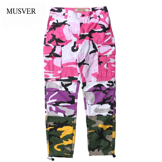 MUSVER Color Block Camouflage Cargo Pants Men 2018 Hip Hop