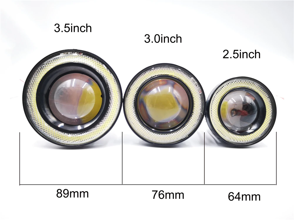 LED Car Light Fog Lights 1Set Angel Eyes Fog Lamp 2.5" 3.0" 3.5" 64mm 76mm 89mm 12V Universal COB LED DRL Driving Lights white blue pink yellow green red