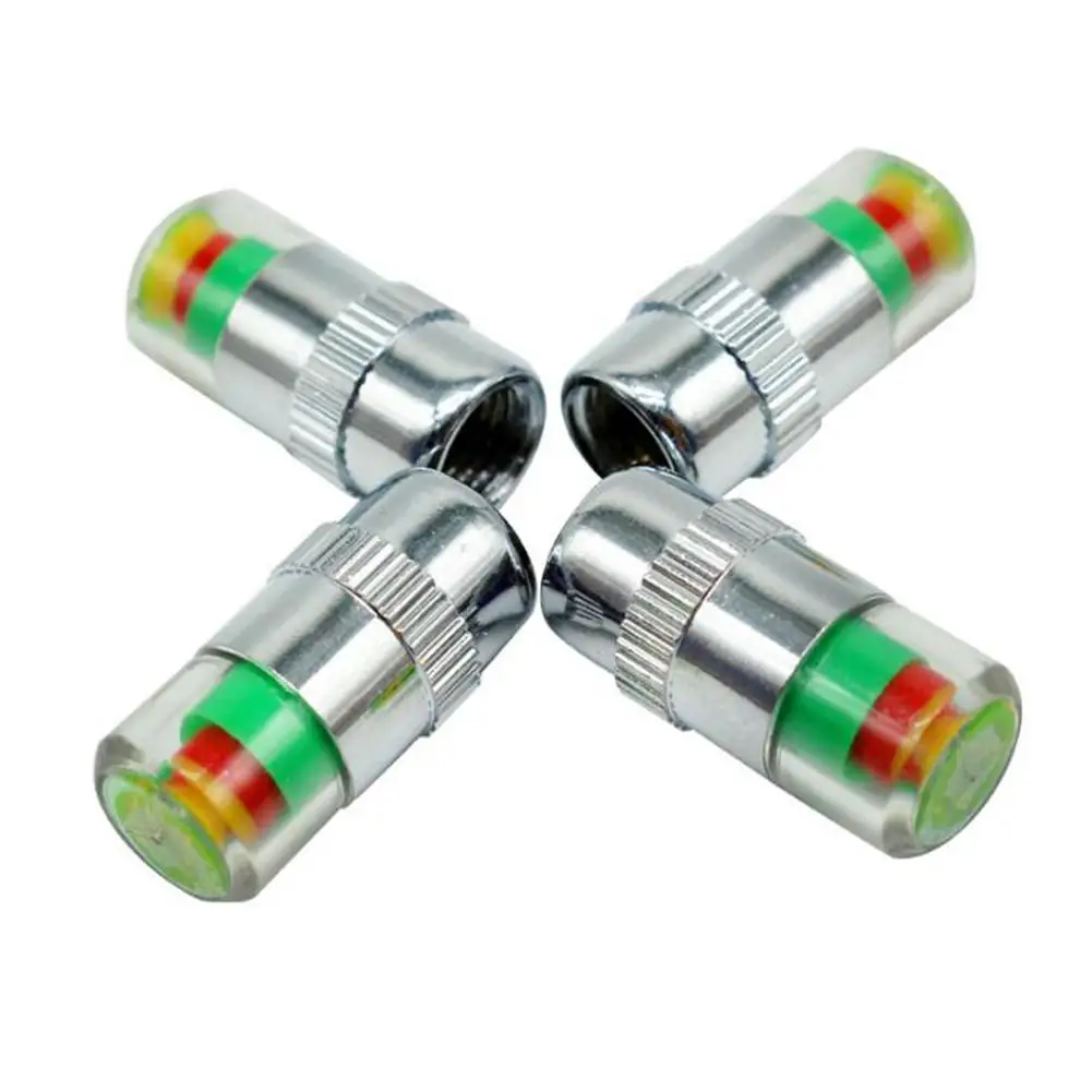 

4PCS Car Auto Tire Pressure Monitor Valve Stem Caps Sensor Color Change Tire Pressure Indicator Eye Alert Diagnostic Tools Kit